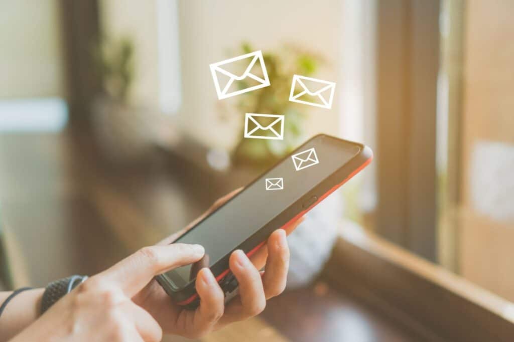 texting on phone creating mail