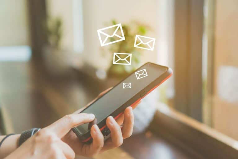 texting on phone creating mail