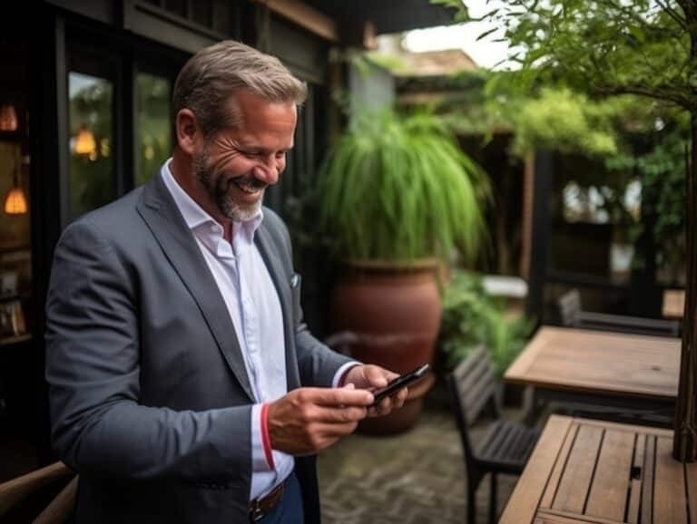 a business man looking at his mobile phone
