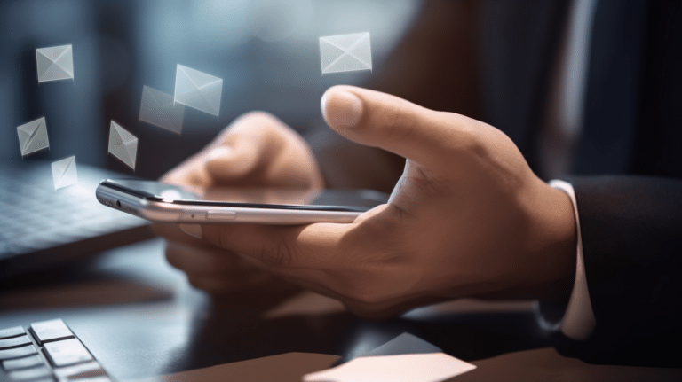 a person receiving SMS messages on a mobile phone