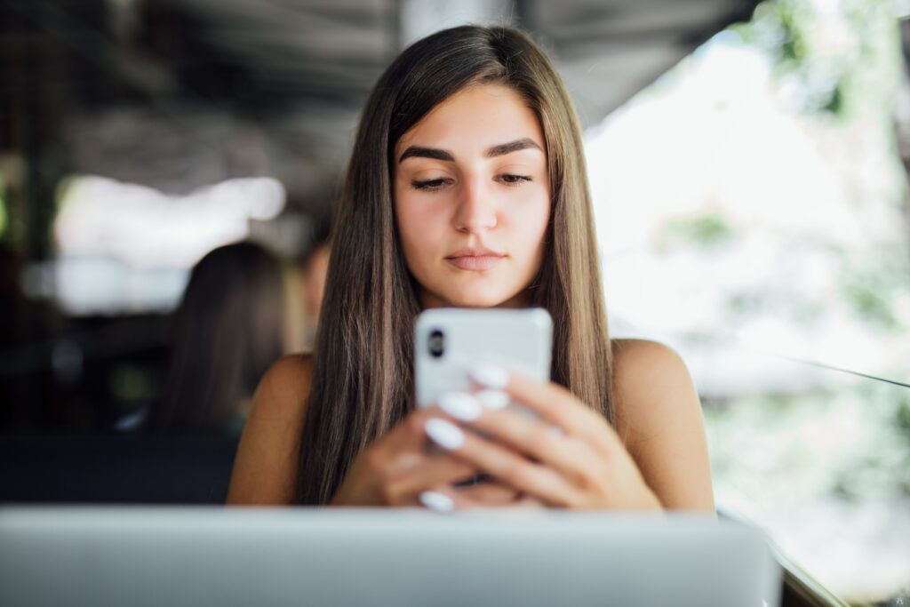 A girl using her phone
