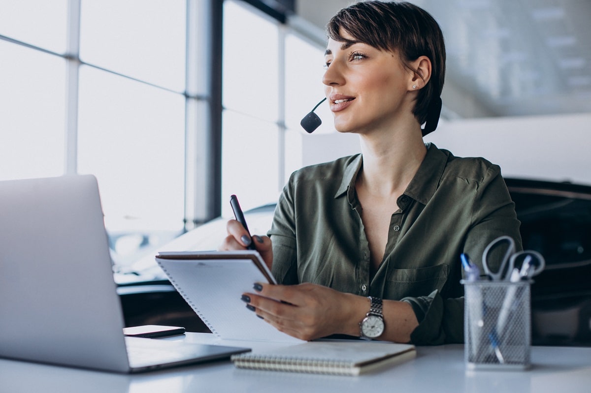 Customer service clerk during a call