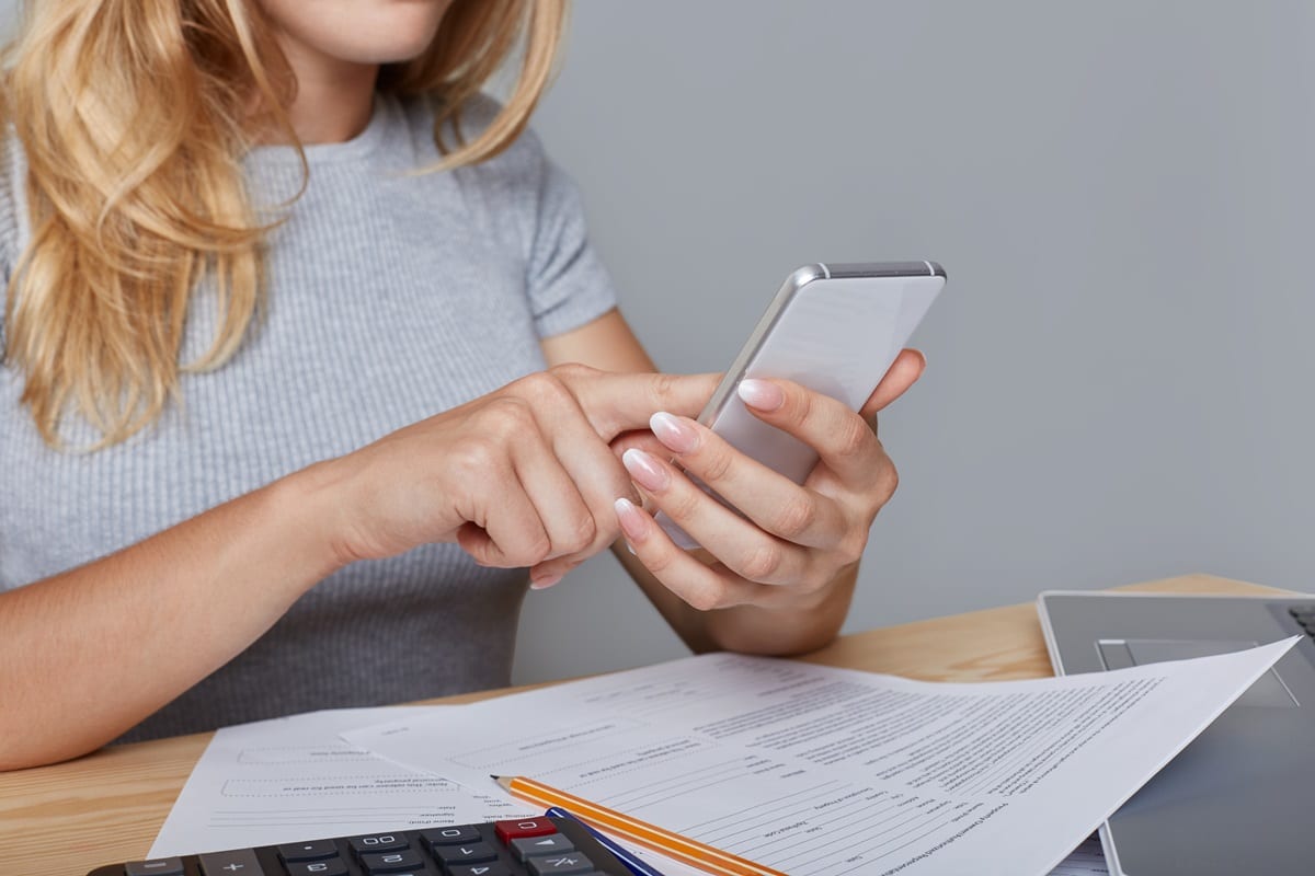 Person reading an SMS