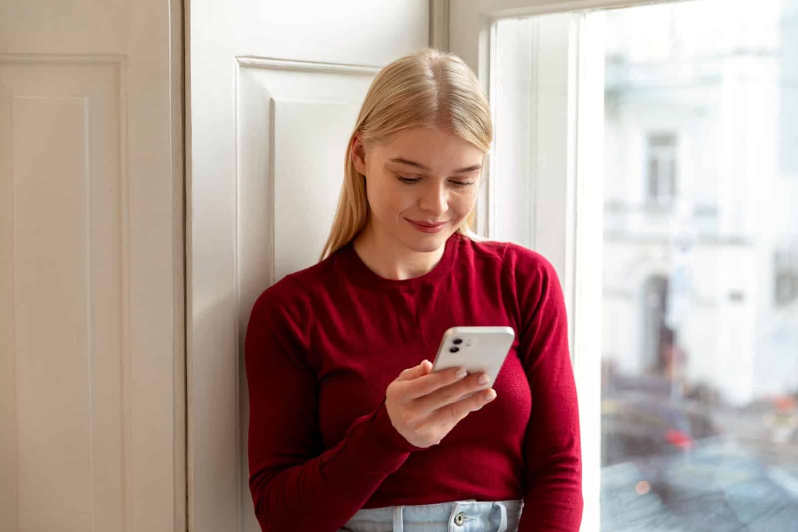 A girl using a phone
